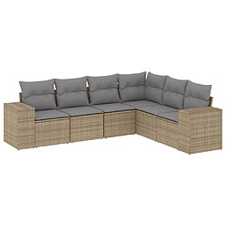 vidaXL Salon de jardin avec coussins 6 pcs beige résine tressée