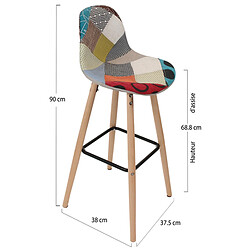 The Home Deco Factory Tabouret de bar scandinave patchwork multicolore pas cher