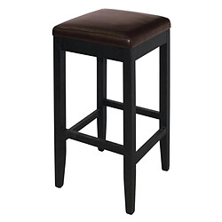 Tabouret de Bar Haut en Simili Cuir Marron Foncé - Lot de 2 - Bolero