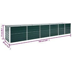 vidaXL Lit surélevé de jardin Acier galvanisé 480x80x77 cm Vert pas cher