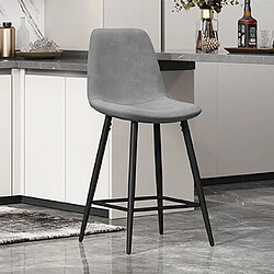 Mes Lot de 4 chaises de bar 42x51,5x98 cm en velours gris clair - POKSI