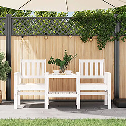 Maison Chic Banc de jardin 2 places | Banquette de jardin avec table | Chaise Relax blanc bois massif de pin -MN71508