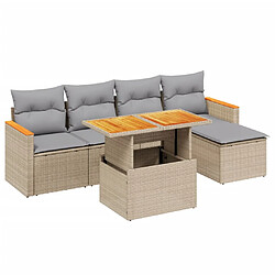 vidaXL Salon de jardin avec coussins 6 pcs beige résine tressée