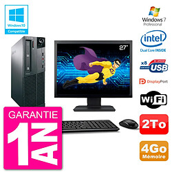 PC Lenovo M82 SFF Ecran 27" G2020 RAM 4Go Disque 2To Graveur DVD Wifi W7 · Occasion 