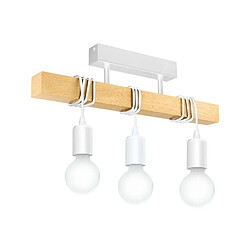 TOWNSHEND-Plafonnier 3 Lumières Barre Bois L55cm Blanc Eglo