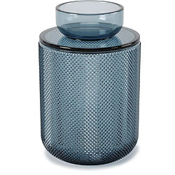 Umbra Pot en verre avec couvercle bougeoir intégré Allira bleu.