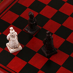 Acheter Jeu d'Echecs Chinois en Résine Rouge Vintage Echiquier Plateau Jeu Forme Terra-Cotta Warriors