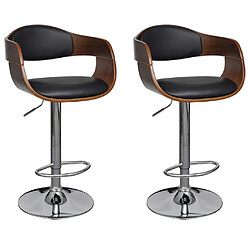 vidaXL Tabourets de bar lot de 2 noir bois courbé et similicuir 