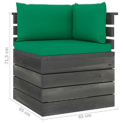 vidaXL Canapé d'angle palette de jardin avec coussins Bois de pin pas cher