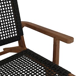 Mes Fauteuil de jardin 80x80x67 cm en teck marron et noir pas cher