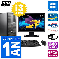 PC Tour HP ProDesk 600 G1 Ecran 19" i3-4130 RAM 16Go SSD 240Go Windows 10 Wifi - Occasion