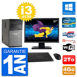 PC Tour Dell 7020 Ecran 27" Intel i3-4130 RAM 4Go Disque 2To Windows 10 Wifi · Occasion 