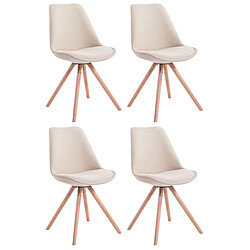 Decoshop26 4 chaises de salle à manger style scandinave en tissu crème pieds rond en bois clair CDS10347 