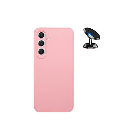 Kit de voiture magnétique de voiture + cas de silicone liquide Phonecare pour Samsung Galaxy A15 5G - rose