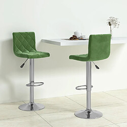 vidaXL Tabourets de bar lot de 2 vert foncé velours 