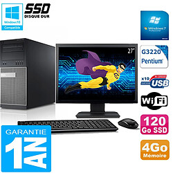 PC Tour DELL 9020 Intel G3220 Ram 4Go Disque 120 Go SSD Wifi W7 Ecran 27" · Occasion 