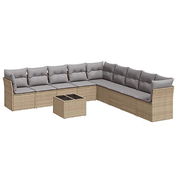 Maison Chic Salon de jardin avec coussins 10 pcs | Ensemble de Table et chaises | Mobilier d'Extérieur beige résine tressée -GKD59057