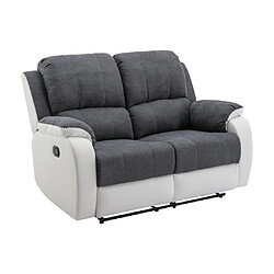 Avis Vente-Unique Canapé 2 places relax en microfibre et simili gris et blanc BRODY