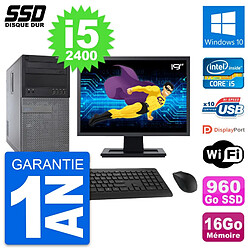 PC Tour Dell 790 MT Ecran 19" Intel i5-2400 RAM 16Go SSD 960Go Windows 10 Wifi · Occasion 