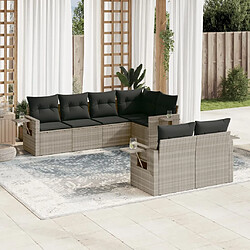 vidaXL Salon de jardin avec coussins 7 pcs gris clair résine tressée 