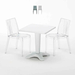 Grand Soleil Table bistrot et 2 chaises colorées poly