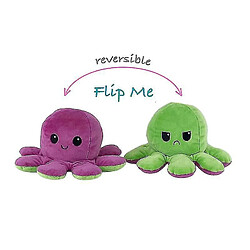 Universal Octopus réversible Plushie Douppe Flip Doll Show Mood Mood Toy (vert violet) 