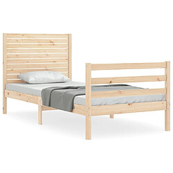 Maison Chic Cadre/structure de lit et tête de lit pour adulte - Lit Moderne Chambre 100x200 cm bois massif -MN72308