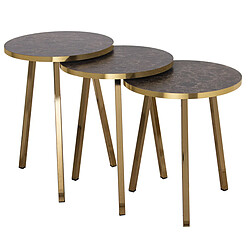 Jeu de 3 tables Alexandra House Living Marron Doré Bois 