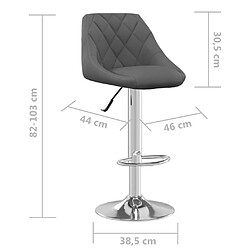 vidaXL Tabouret de bar Gris foncé Velours pas cher