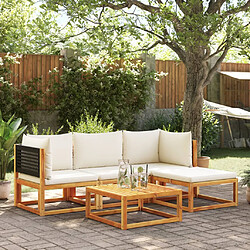 vidaXL Salon de jardin avec coussins 5 pcs Bois d'acacia solide 