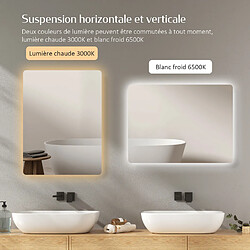 Avis EMKE Miroir de Salle de Bain avec Éclairage 45 x 60cm LED Miroir Lumière Rétro-éclairage Anti-buée + Interrupteur à bouton + Lumière Blanche Froide et Chaude