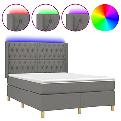 vidaXL Sommier à lattes de lit matelas LED Gris foncé 140x190 cm Tissu