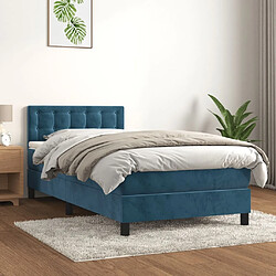 Maison Chic Lit Adulte - Lit simple Lit à sommier tapissier avec matelas moelleux - Meuble de Chambre - Bleu foncé 90x200 cm -MN94125