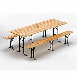 Wood Decor 10 Table de brasserie bancs en bois 3 jambes pliant ensemble 220 x 80