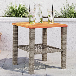 Maison Chic Table de jardin | Table d'extérieur gris 40x40x42 cm résine tressée et bois acacia -GKD52106