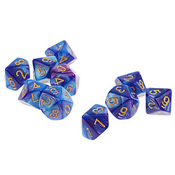 Avis 10pcs 10 sided dés d10 dés poliédrique pour les jeux de table des donjons et des dragons bleu violet