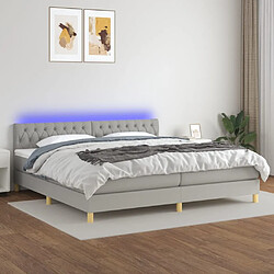 Sommier à lattes et matelas LED,Cadre à lattes de lit pour Adulte Gris clair 200x200 cm Tissu -MN77021