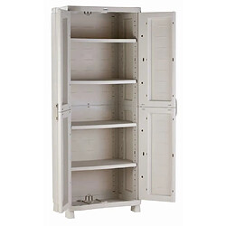 Pegane Armoire meuble de rangement 2 portes intérieur/extérieur coloris beige - Longueur 70 x Profondeur 45 x Hauteur 184 cm