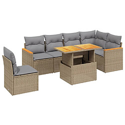 vidaXL Salon de jardin avec coussins 7 pcs beige résine tressée