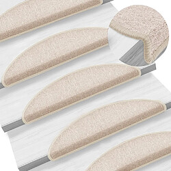 vidaXL Tapis d'escalier 15 pcs Taupe 56 x 17 x 3 cm