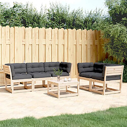 vidaXL Salon de jardin 5 pcs avec coussins bois de pin massif 