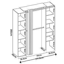 Avis Pegane Armoire dressing avec 1 colonne + miroir + rideau coloris blanc - Longueur 177 x Profondeur 52 x Hauteur 205 cm