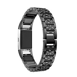 Wewoo Bracelet pour montre connectée en acier inoxydable serti de diamants Fitbit Charge 2 noir