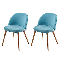 Decoshop26 Lot de 2 chaises de salle à manger tissu velours bleu en bois style rétro CDS04419 