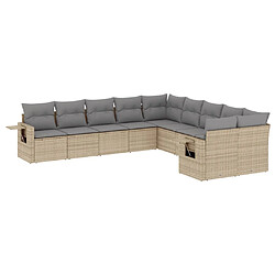 vidaXL Salon de jardin avec coussins 10 pcs beige résine tressée