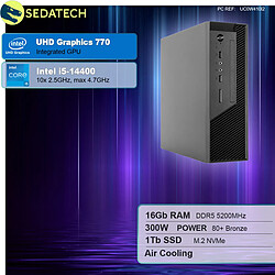 Sedatech Mini-PC Pro ITX • Intel i5-14400 • 16Go DDR5 • 1To SSD M.2 • DVD-RW • sans OS