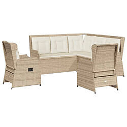 vidaXL Salon de jardin avec coussins 5 pcs beige résine tressée