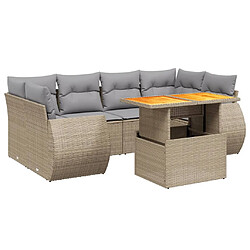 vidaXL Salon de jardin avec coussins 7 pcs beige résine tressée