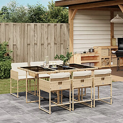 vidaXL Ensemble à manger de jardin et coussins 7 pcs beige poly rotin 