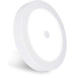 Universal Lampe panneau LED 18W PIR capteur de mouvement surface circulaire installation sécurité mur/plafond luminaire 1600LM(blanche) 